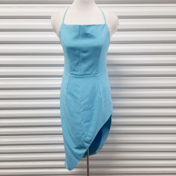 Bardot Anya Dress Womens Large Aqua Blue Open Back Strappy Sexy Party Midi - Picture 8 of 11